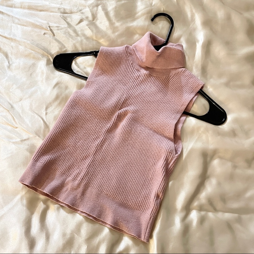 pink turtleneck tank top